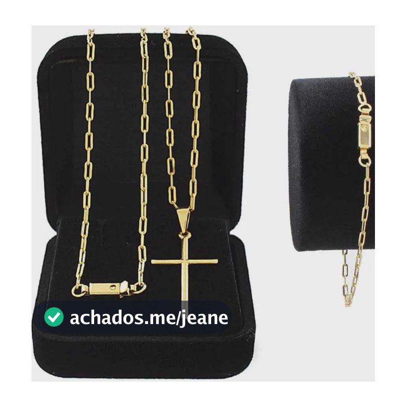 Cordão Banhada A Ouro 18k 70 Cm + Pulseira E Pingente Dourado