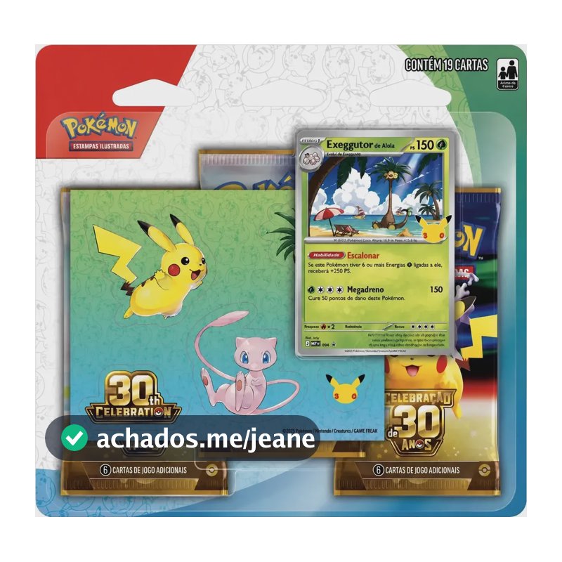 Blister Triplo Pokémon Celebração 30 Anos Exeggutor Booster