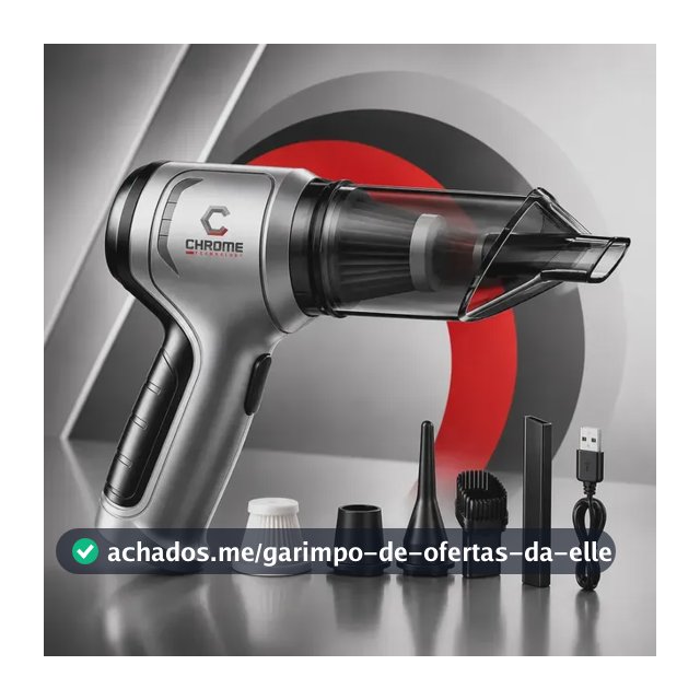 Mini Aspirador De Pó Portátil Recarregável Chrome Technology Soprador Usb Automotivo 3em1 Sem Fio Premium Vácuo Limpeza Carro Multifuncional Casa