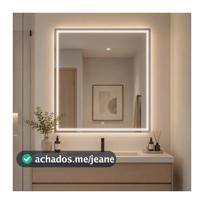 Espelho Quadrado 60x60 Led Touch 3 Cores Bivolt Jateado