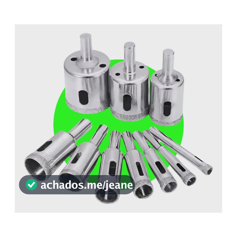 Jogo Serra Copo Diamantada Brocas Furo Vidro Cerâmica Porcelanato Granito Kit 8mm A 50mm Fortner