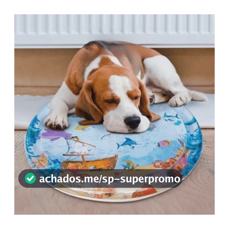 Tapete Aquático Inflável Redondo Refrescante Medio Para Pets Azul Oceano