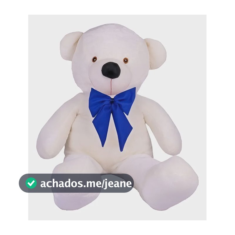 Urso De Pelúcia Gigante Teddy 90cm Grande - Laço Azul Cor Baunilha Laço Azul