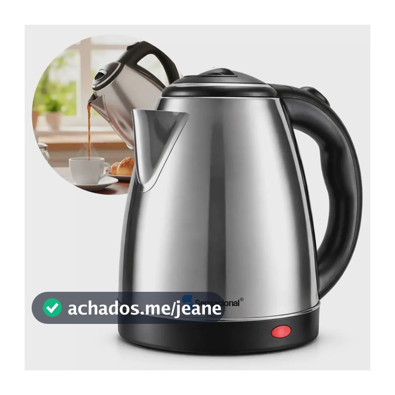 Chaleira Elétrica Sensacional 1.8l Inox Com Preto 1000w Com Desligamento Automático