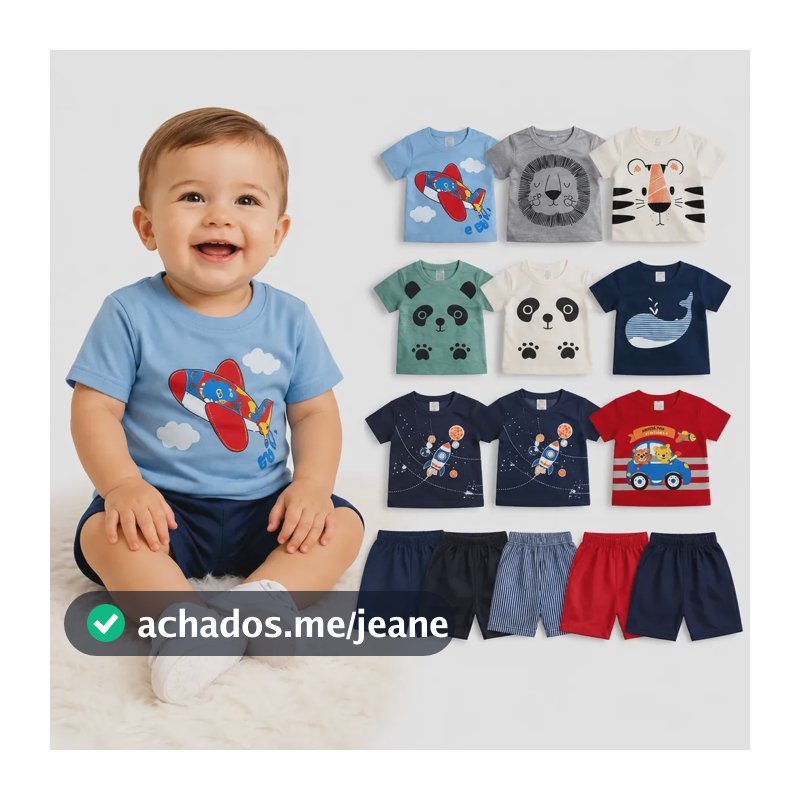 Kit 6 Peças Conjunto Bebê Menino Divertidas Inverno Algodão Sortido M (3-6 Meses)