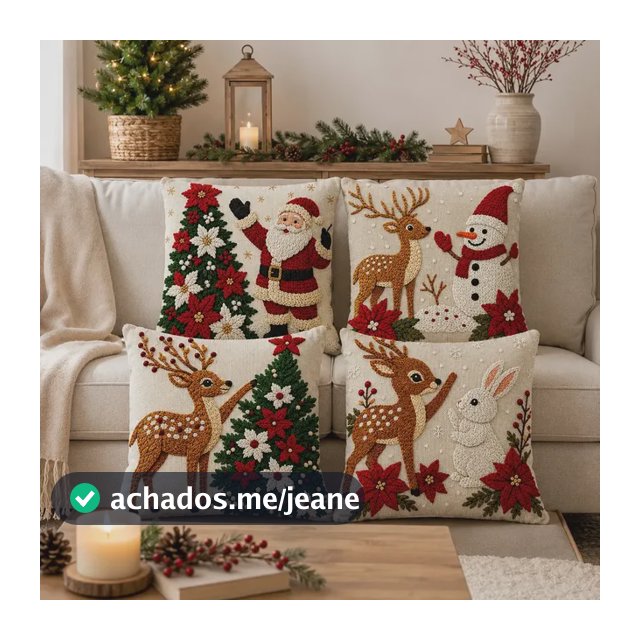 Kit 4 Capas De Almofadas Decorativas Natal Papai Noel M01 Outros Magia 01