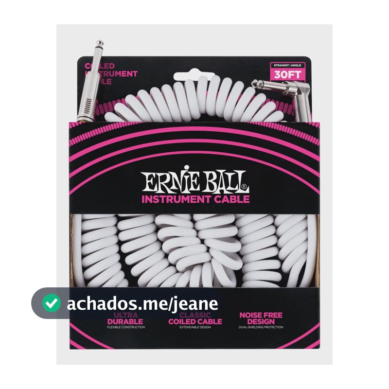 Cabo Espiral Para Instrumento P10 Ernie Ball Blindado 9,14m