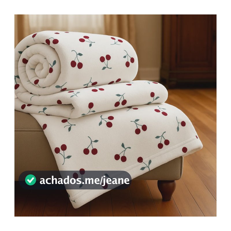 Cobertor Casal Manta Cereja Habitat Poá Bolinha Soft Macia Cereja Cerejas