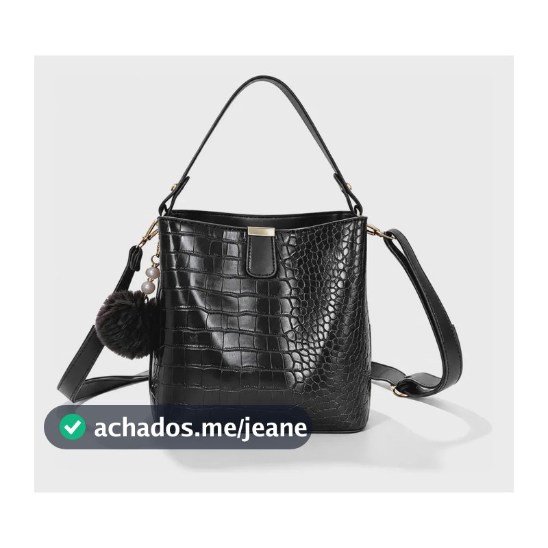 Bolsas Femininas de Ombro e Transversais em Couro Sintético PU Preto, Modelo Médio Casual com Alça Ajustável, Alça de Mão e Pingente Pompom para Uso Diário