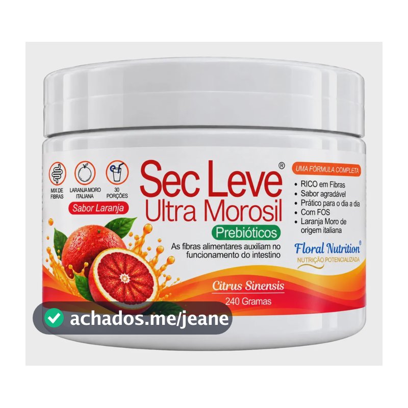 SEC LEVE Ultra Morosil Laranja Moro Com FOS + Polidextrose / Fibras 30 Porções 240g Floral Nutrition ALTA QUALIDADE