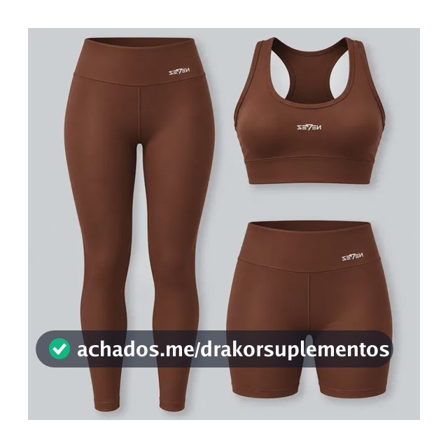 Kit Conjunto Feminino Fitness Top Nadador + Legging + Short Marrom Gg