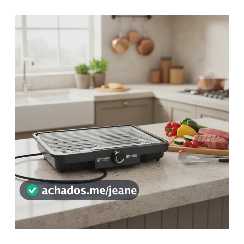 Churrasqueira Elétrica Grill Com Grelha Removível Preta