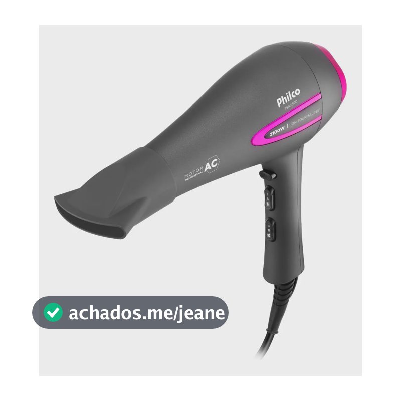 Secador De Cabelos Philco Psa3300 Íons Tourmaline 2100w Cor Cinza