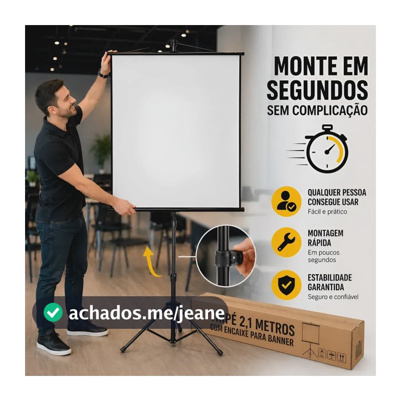 Tripé Porta Banner Telão Pedestal 2.10m Regulável Projetor Preto
