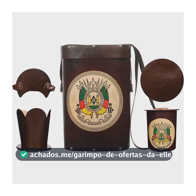 Kit Chimarrão Couro Mate Ecológico Desenhos 5 Peças Marrom-escuro