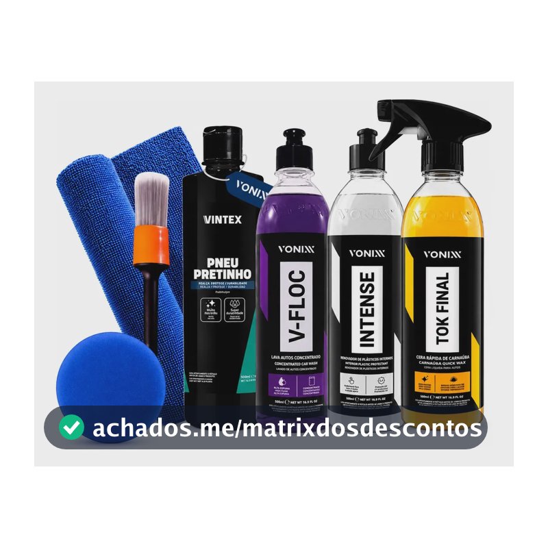 Kit Lavagem Automotiva Vonixx V-Floc Cera Intense Pretinho 500ml