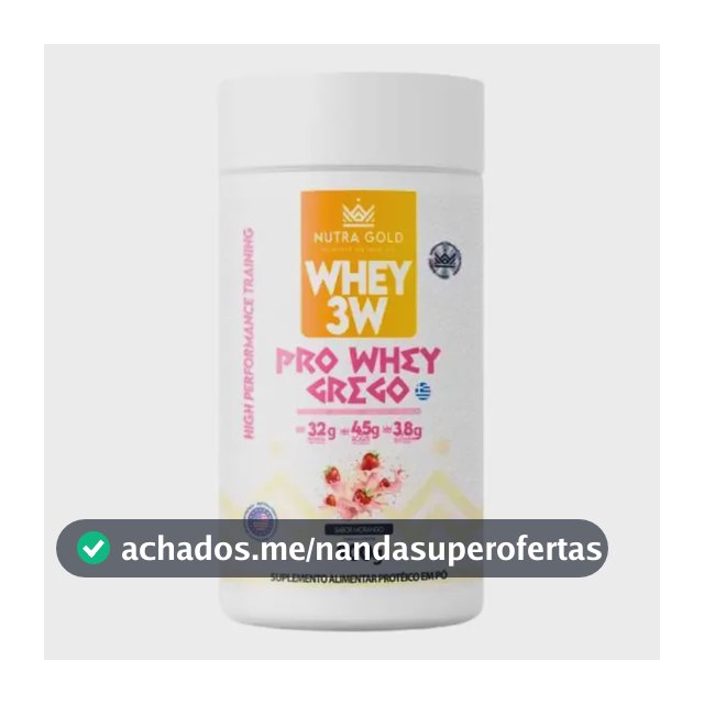 Whey Protein 3W NutraGold 900g Morango Grego