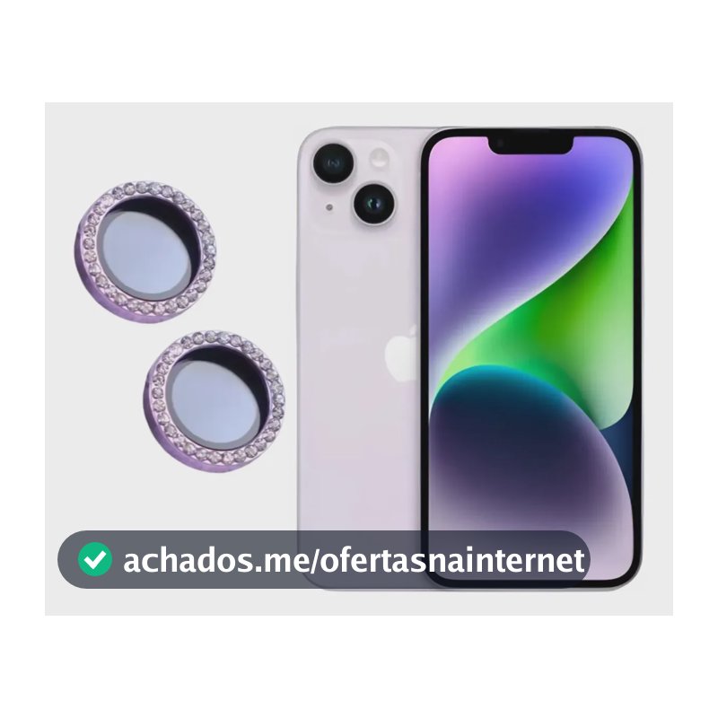 Lente Câmera Strass Película iPhone 16 / 16 Plus Kit Cor Lilás iphone 16 e 16 Plus