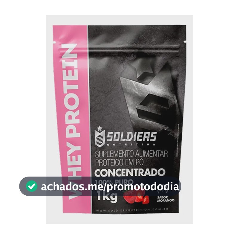 Whey Protein Concentrado 1Kg Sabor Morango Soldiers Nutrition