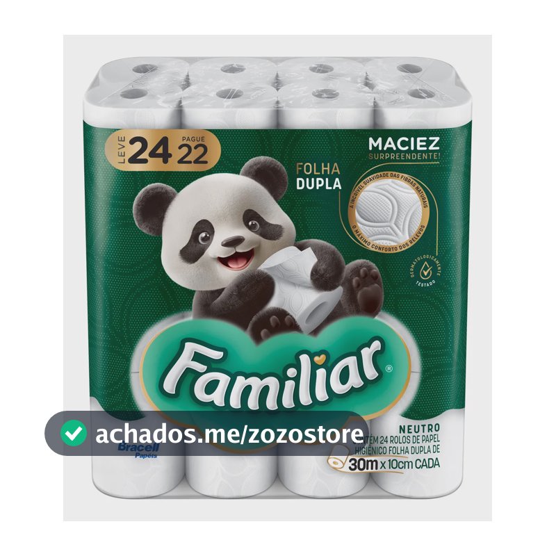 Papel Higiênico Familiar Folha Dupla Kit 24 Rolos de 30 m