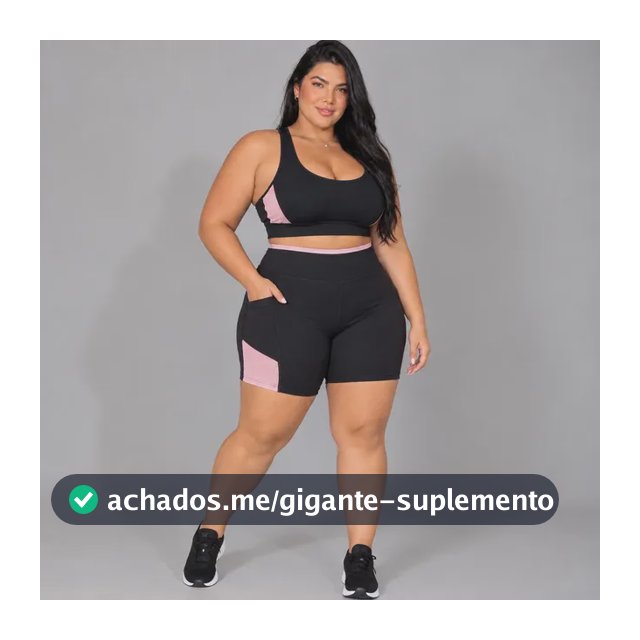 Conjunto Academia Plus Size Top Fitness  Bermuda Short Bolso