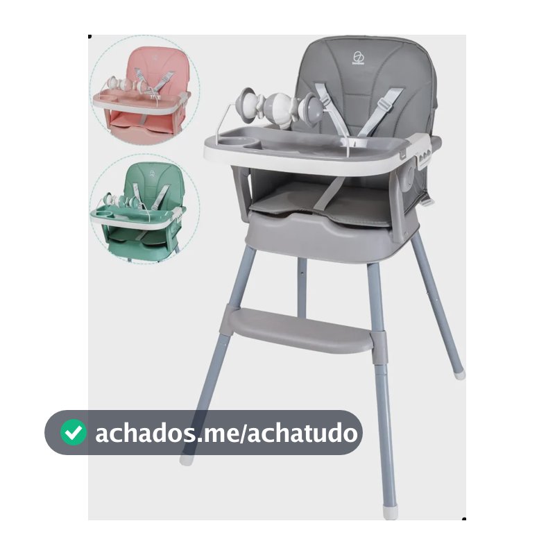 Cadeira Alimentação Bebê Portátil 3 Em 1 Baby Segura - Papa Lisa Cinza