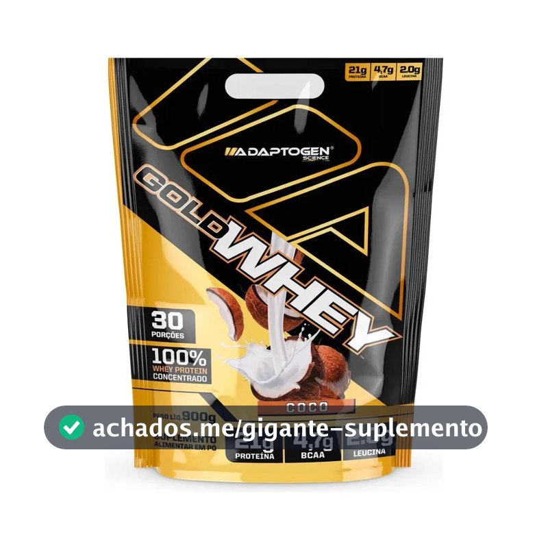 Whey Protein Gold Whey Sabor Coco Refil 900g Adaptogen
