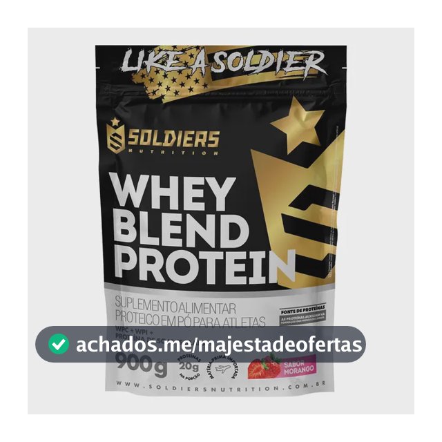Whey Blend Protein Concentrado e Isolado 900g Sabor Morango Soldiers Nutrition