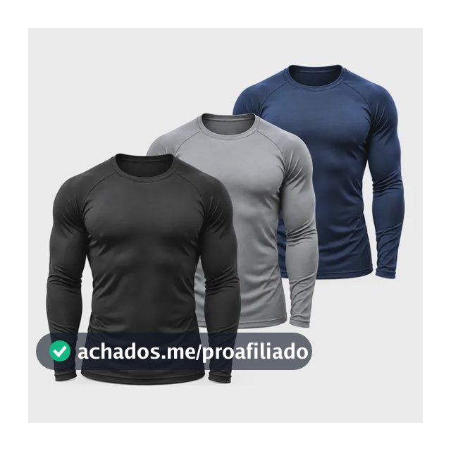 Kit 3 Camisas Proteção Uv Manga Longa Térmicas Segunda Pele Preto/ Azul-marinho/ Chumbo Gg (46-48)