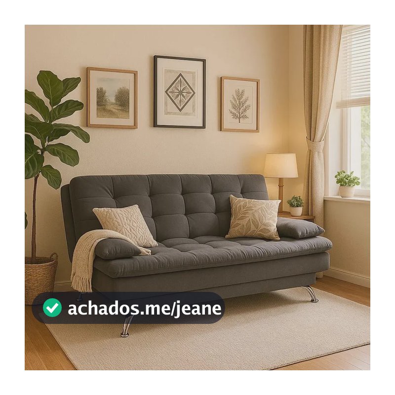 Sofá-cama 3 Lugares Casal Premium Suede Cinza