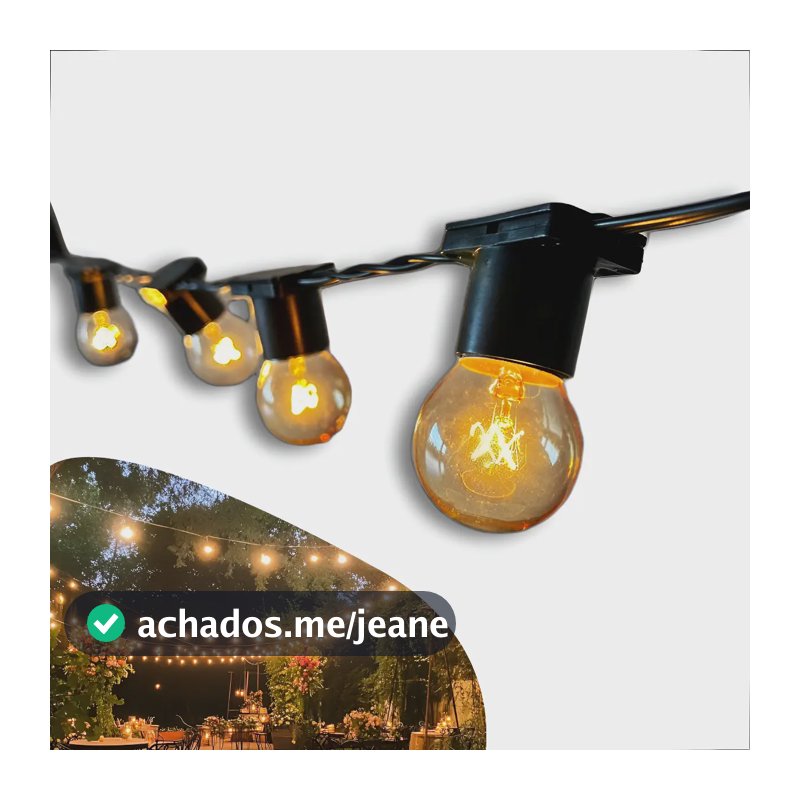 Varal De Luzes Festao 40m Com 40 Lâmpadas Inclusas Voltagem 127v Iluminação Lâmpada Cordão Varal Luzes Decoração Prova D'água Natal Casamento Jardim Bar