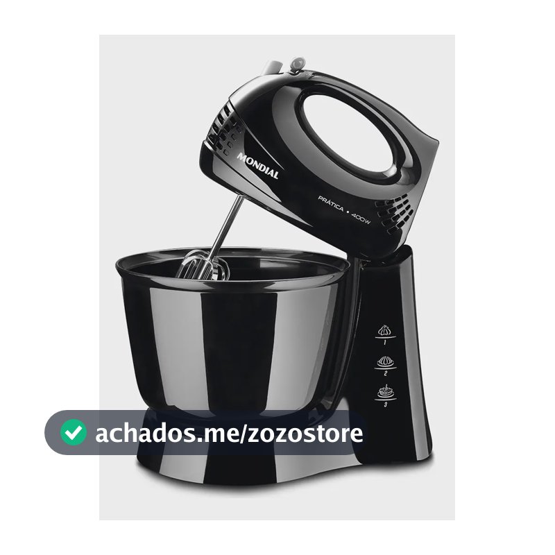 Batedeira Prática Mondial Preto 400W B-44-B