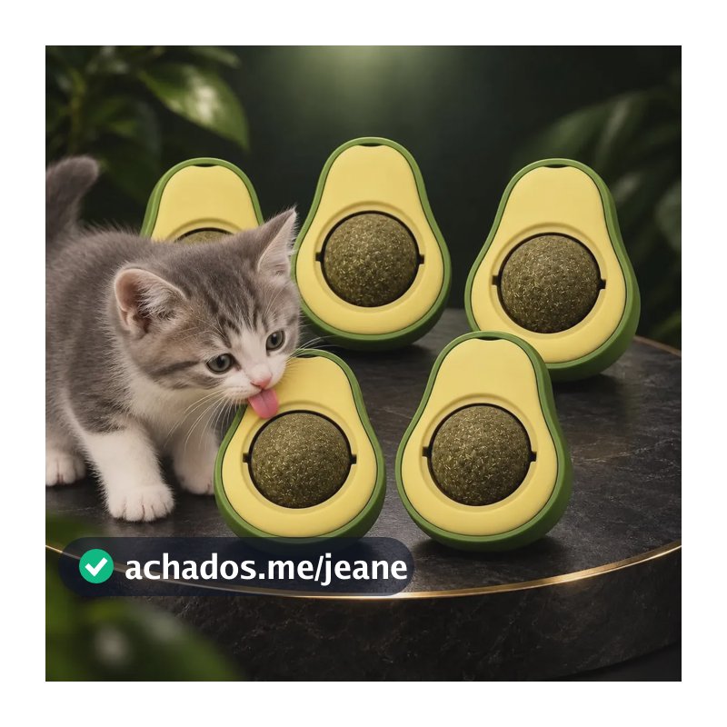Kit 5 Brinquedos Gato Abacates Com Catnip Com Erva Natural Bola Interativa Antiestresse