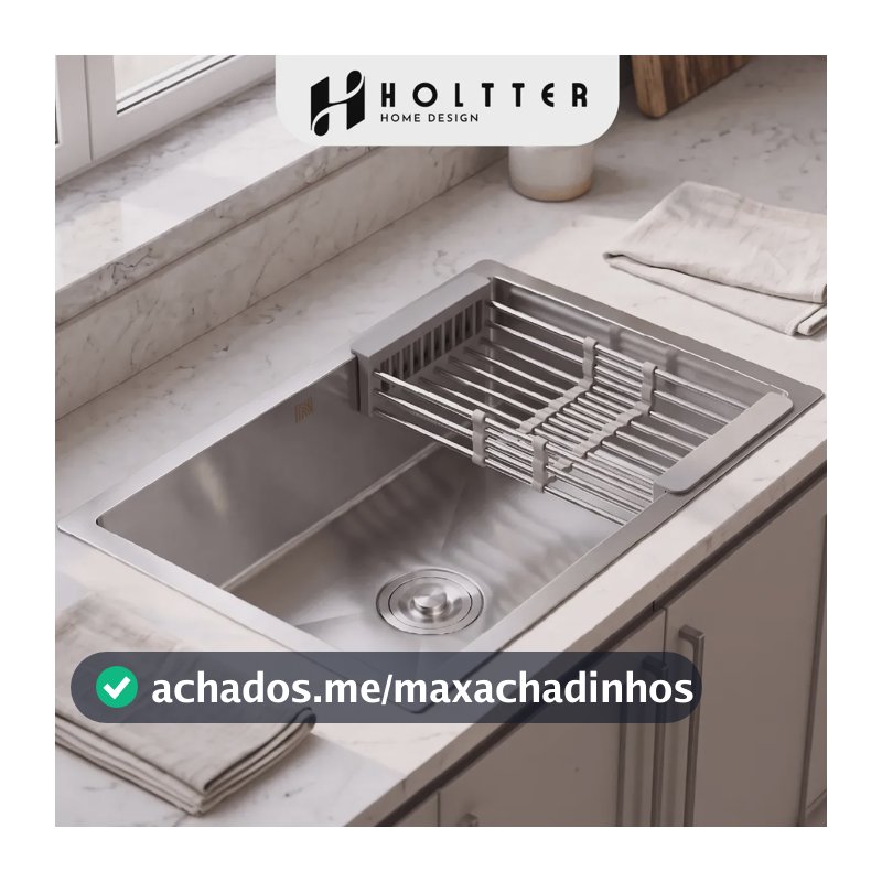 Cuba Gourmet Cozinha 60x45cm Aço Inox Escovado Com Escorredor Regulável Prateado Holtter Home Design