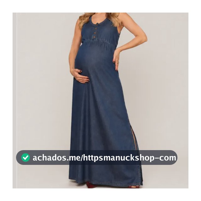 Vestido Longo Gestante De Amamentar Elegante Jeans Gravida