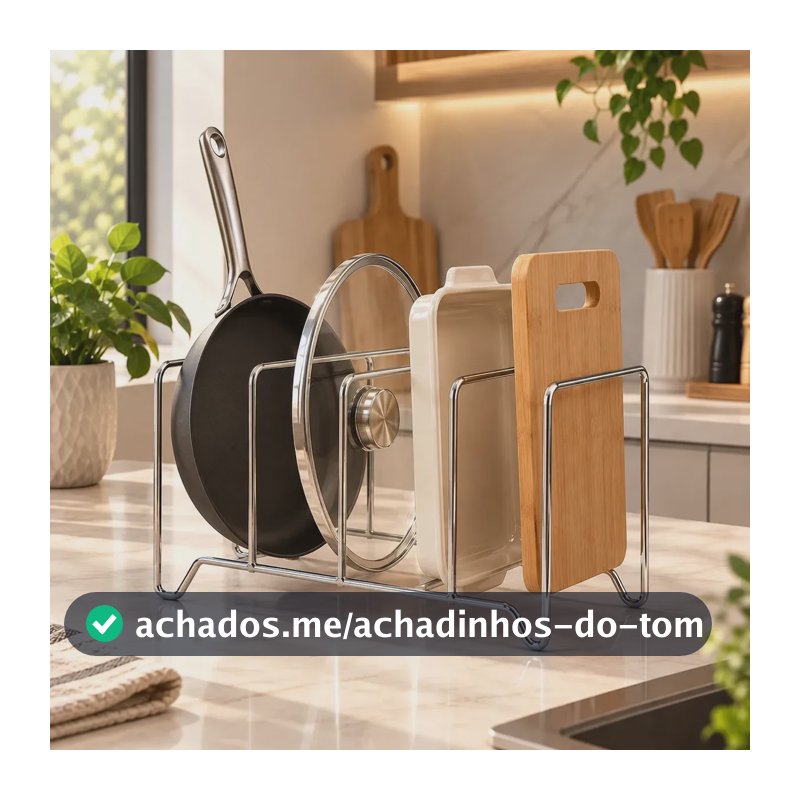 Suporte Organizador Tampas Panelas Frigideiras Formas Prateado
