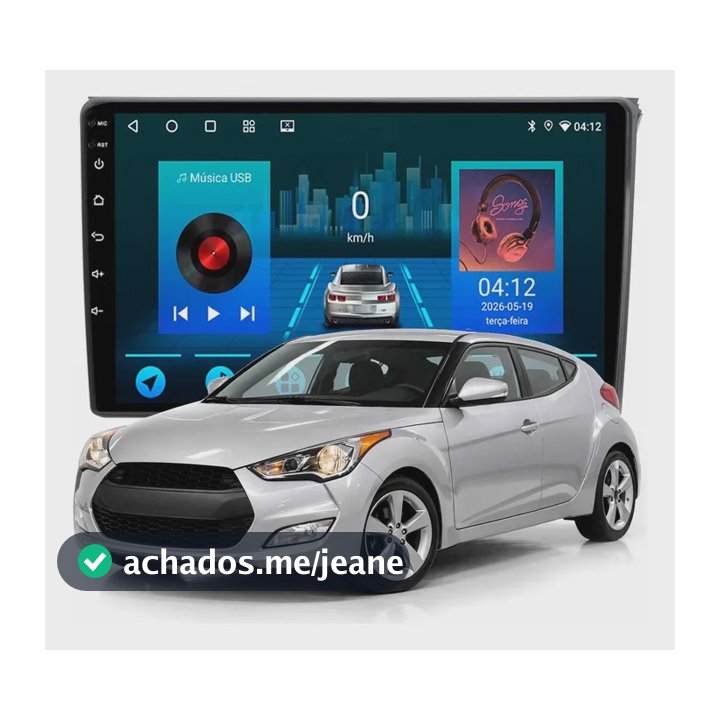 Multimídia Hyundai Veloster 2+64gb 9p Quadcore Preto