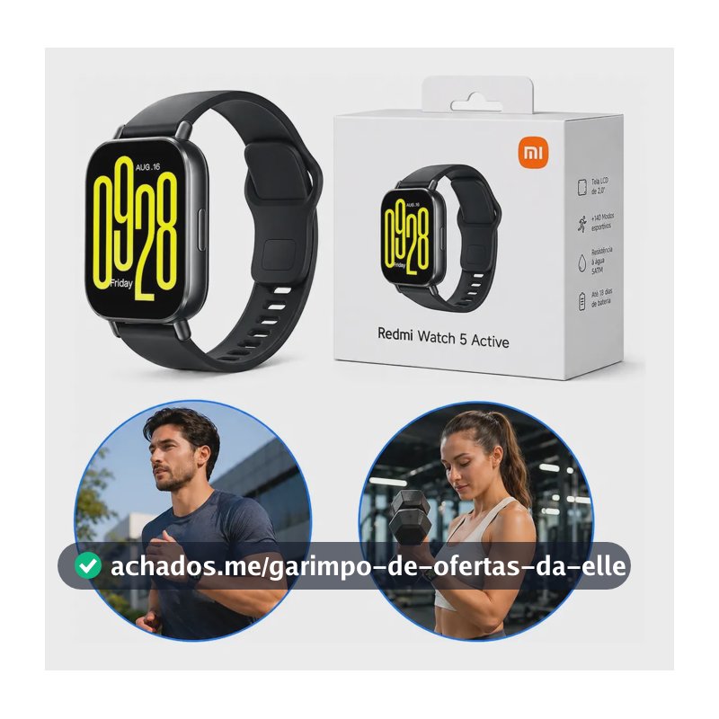 Relógio Smartwatch Redmiwatch 5 Active Prata Xiaomi Branco Preto Prateado