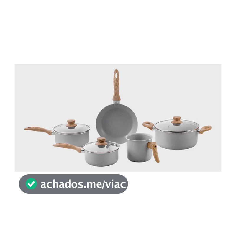 Conjunto De 5 Panelas Gris Brinox Ceramic Life Easy Cinza