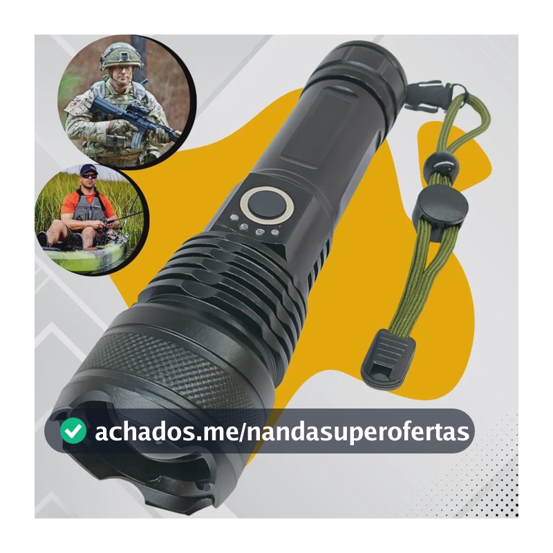 Lanterna Mais Forte Do Mundo Recarregável Tática Potente T9 - Apfer