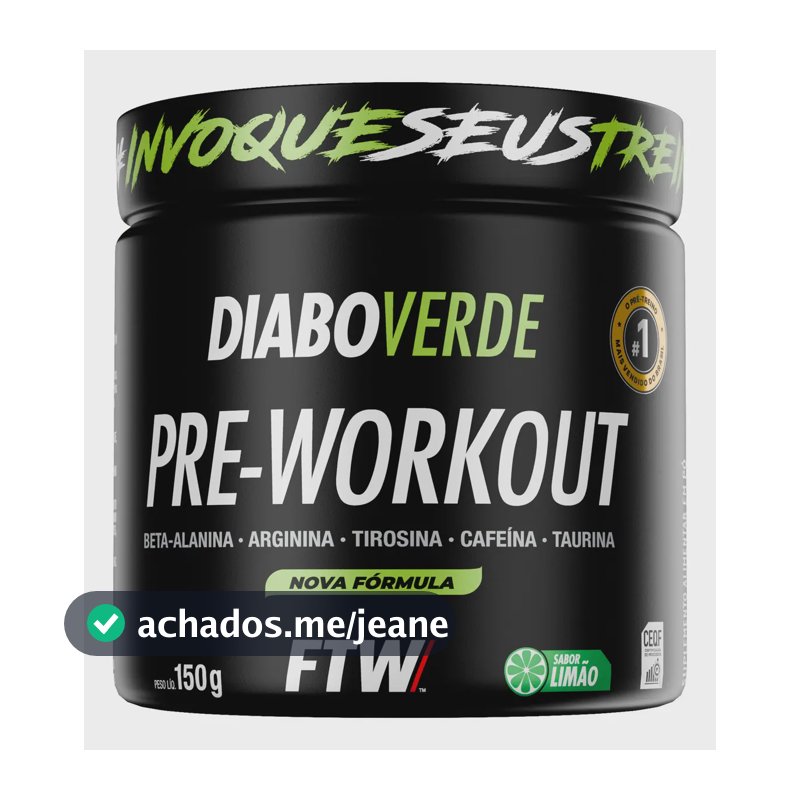 Pré Treino Pre Workout DIABO VERDE Pote 150g Sabor Limão FTW