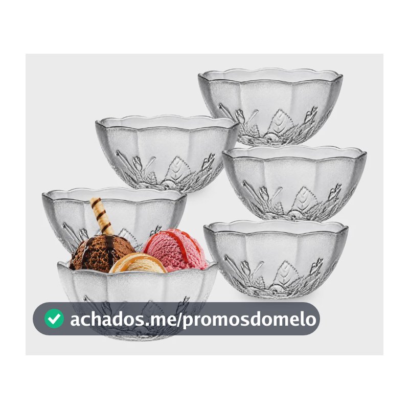 Jogo De 6 Tigelas De Vidro Transparente Para Sobremesa 250ml Transparente