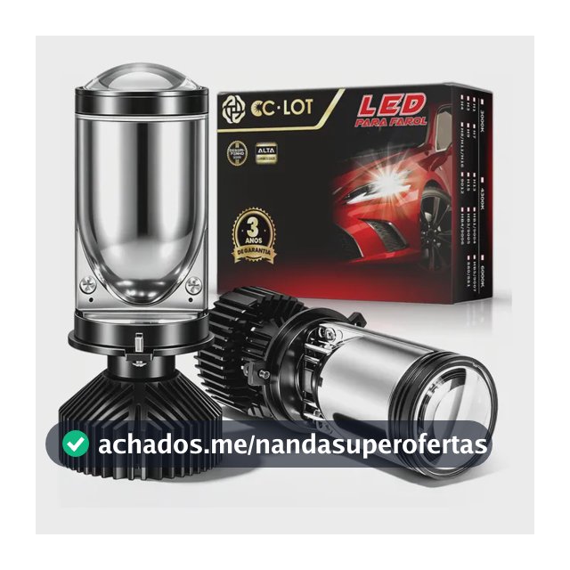 Kit Lampada Ultra Led H4 Cc Lot Grande Projetor Farol Carro H4 Preto Branco-frio
