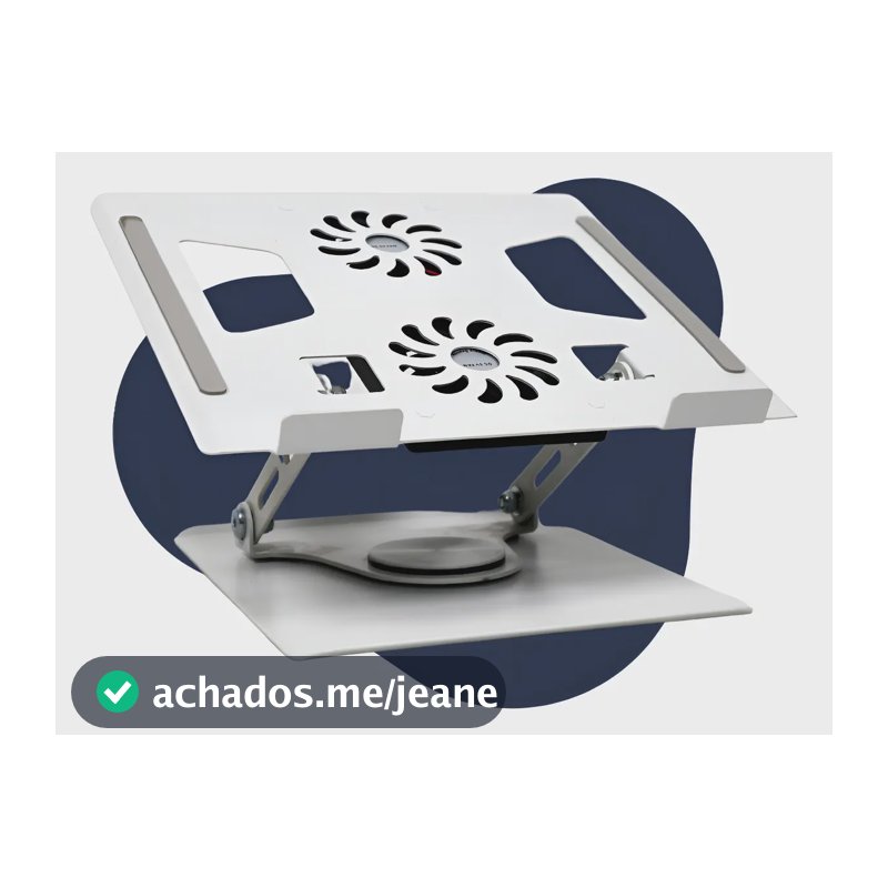 Suporte Notebook Base Macbook Ajustável 360° 2 Ventiladores Branco