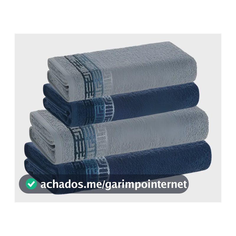 Jogo De Toalhas 4 Pçs Fio Cardado 100% Algodão Bosco Karsten Azul Serena/ Azul Naval Bosco