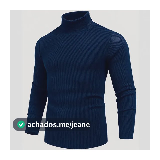 Cacharrel Blusa Masculina Canelada Gola Alta Manga Longa