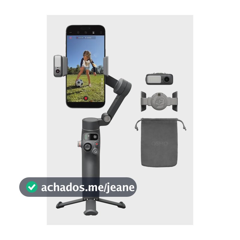 DJI Osmo Mobile 8 Estabilizador para celulares, rastreamento nativo com áudio e iluminação, rotação panorâmica de 360°, bateria com duração de até 10 horas, braço extensível e estabilização - DJI139