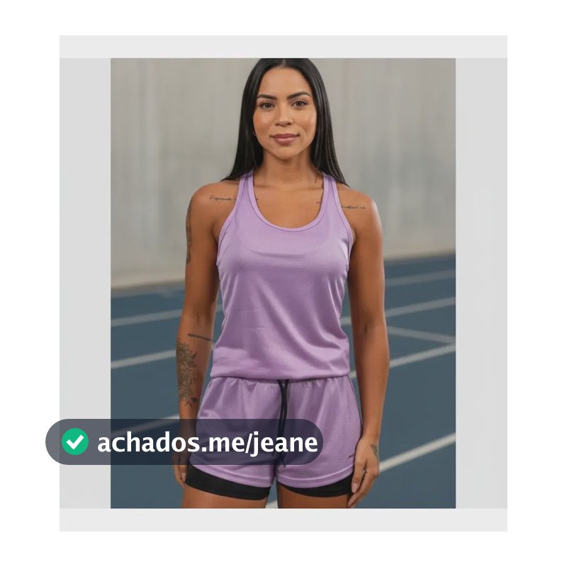 Conjunto Fitness Feminino Academia Regata + Short 2em1 Duplo Lilás Liso P