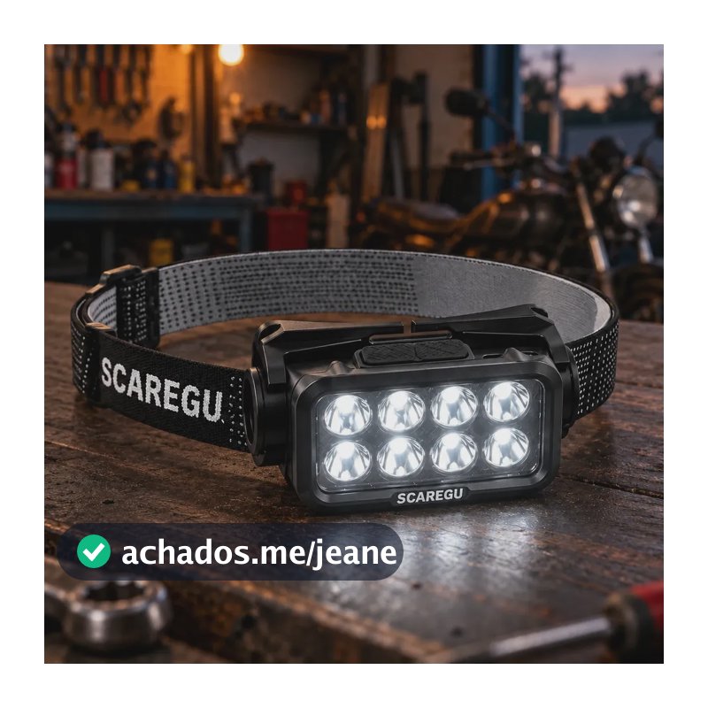 Lanterna de Cabeça Scaregu LED 300 lm, Recarregável USB-C com Sensor de Mãos
