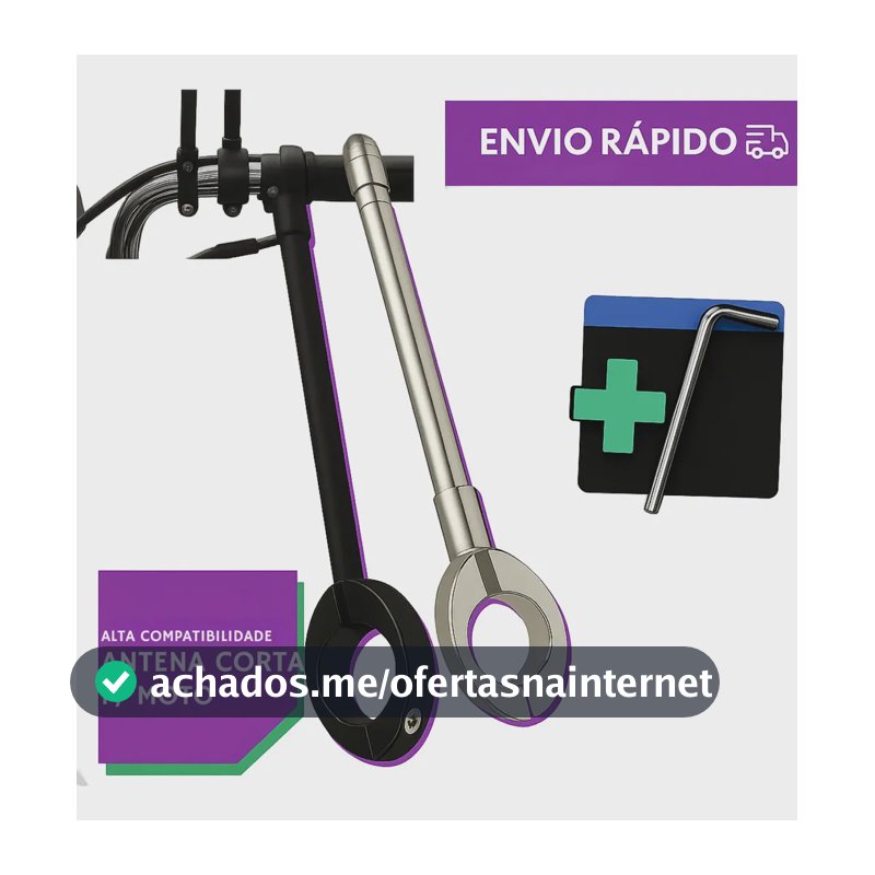 Antena Corta Pipa Moto Bicicleta Retrátil Aço Inox Guidão Preta